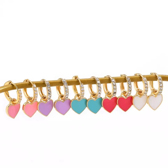 Anthro Nano 1Pair Heart Turquoise Gold Micro Hinges Earrings - Picture 8 of 16